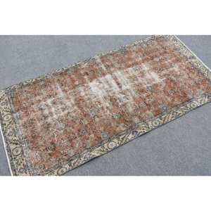 Alfombra de lana Vintage, color rojo y beige, 3,2x6,4 pies, estilo Kilim, alfombras rectangulares de área grande turca, respaldo de látex abstracto para pasillo de 10mm - Product Image 2