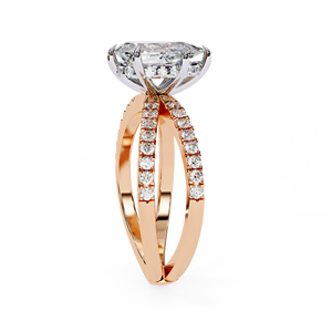 Bague de fiançailles en diamant de laboratoire de 2 carats, taille poire, certifiée IGI, or 18 carats, bande pavée à tige fendue, bijoux fins - Product Image 5