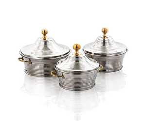 Olla caliente aislada para servir alimentos decorativa curvada a mano para boda, cena, fiesta, cazuela de acero inoxidable, olla caliente para servir - Product Image 3