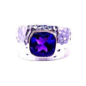 Texture Style Argent Sterling 925 Charme Bijoux À La Mode Fournisseur En Gros Améthyste Gemme Anneaux Unisexe - Product Image 2