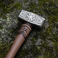 Marteau Viking AHS multifonction en acier à haute teneur en carbone, manche en bois antidérapant, design nœuds nordiques, face rectangulaire, qualité DIY 3 AH # 96
