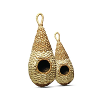 Nichoir pour oiseaux en jonc de mer naturel, tissé à la main, écologique, durable, décoratif pour l'extérieur, suspendu, vente en gros, Vietnam, 25 cm de haut