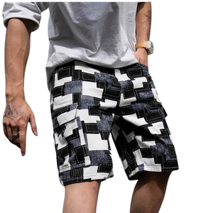 Pantalones Cortos Cargo de Mezclilla Vintage para Hombre, Lavado Claro, Estampado Geométrico, Cintura Media, Casuales, Transpirables, de Secado Rápido, de Algodón, para Gimnasio - Product Image 3