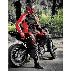 Blouson de moto, veste de motard, imperméable, coupe-vent, respirant, rouge, équipement de protection intégral, rembourrage blindé, unisexe, pour la conduite estivale - Product Image 2