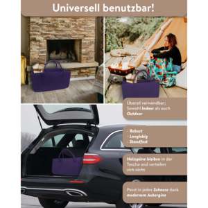 Bolsa de Fieltro de Poliéster Aubergine de Gran Capacidad para Leña y Herramientas, Organizador para Cestas de Almacenamiento de Sala de Estar - Product Image 3