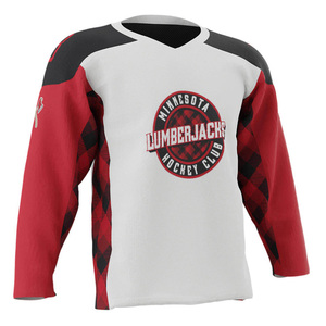 Maillot de hockey sur glace personnalisé en sergé bleu, vêtement de sport en polyester tendance, logo d'équipe, rayures sublimées, uniforme adulte anti-UV à séchage rapide - Product Image 5