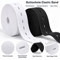Bande élastique noire et blanche à boutonnière, épaisse et réglable, pour pantalons d'enfants, accessoires vestimentaires