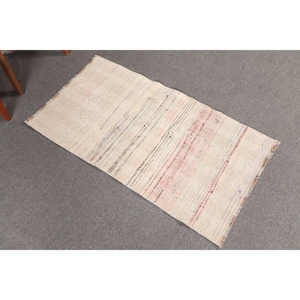 Tapis turc, petit tapis de 2,2 x 3,9 pieds, tapis vintage rayé beige - Product Image 2