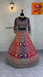 Lancement du tissu de soie Chinon Lehenga Qualité exceptionnelle avec des couches de canette et de toile Une fusion parfaite de glamour et de confort - Product Image 6