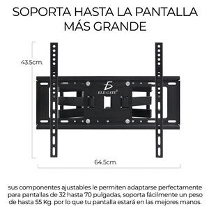 Supporto da Parete per TV/Monitor in Acciaio Nero, Girevole, per LCD da 30 a 80 Pollici, Distanza Minima dal Muro - Product Image 3