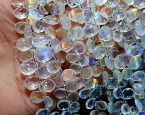 ลูกปัดหินมูนสโตนสีรุ้งจากมาดากัสการ์สีฟ้าธรรมชาติขนาด14x10มม. ถึง9x7มม. ลูกปัดหินขนาด8'inch - Product Image 2