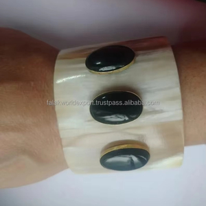 Artesano trenzado redondo cuerno de buey brazalete único hecho a mano declaración joyería pieza cuerno de búfalo brazaletes pulsera para damas - Product Image 3