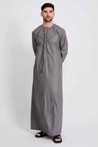 <b>Men's</b> Casual Moroccan Hooded Black Thobe <b>Robe</b> Zipper Pockets Embroidery Islamic Clothing-Wholesale Stock Modest Muslim Style - Product Image 5