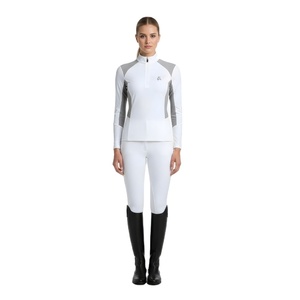 Camiseta de Manga Larga para Mujer, Diseño Moderno, para Montar a Caballo, Técnica, Transpirable, con Protección UV, Cierre de Cremallera, Tejido de Punto - Product Image 1