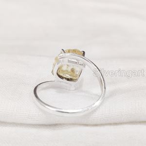 Bijoux en pierre brute bague pour femme pierre précieuse citrine brute naturelle novembre pierre de naissance croix broche bande fête 925 bague en argent Sterling - Product Image 5