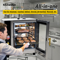 KitchenMax-Horno de vapor combi de autolimpieza, Horno de convección comercial de 6 bandejas universal para restaurante de panadería ocupado