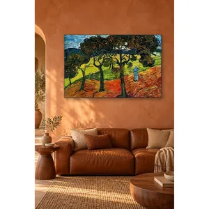 Impresión en lienzo de Fida Van Gogh Campo con árboles y mujer caminando - Product Image 2