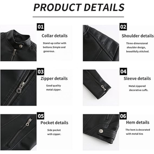 Veste de motard en similicuir noir pour femme, vente en gros, par Novenza - Product Image 4