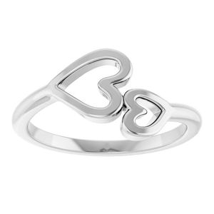 Stuller 14KW Double Heart <b>Ring</b> Rose Gold Gold Plated Fashion <b>Rings</b> Lovers Shape Inlay HipHop Style Trendy Engagement <b>Ring</b> - Product Image 3