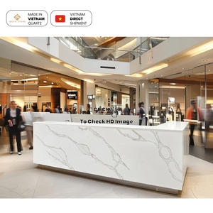 Dalle de quartz en pierre Calacatta Gold NV1000, préfabriquée, pour comptoir de réception d'hôtel, comptoir commercial, dalle de pierre de quartz artificielle - Product Image 5