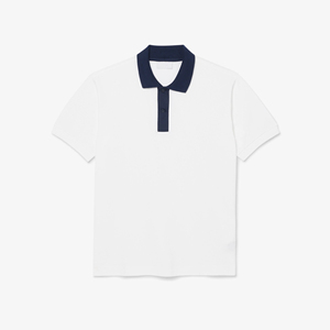 Men's White Canvas <b>Gothic</b> for <b>Shirt</b> Navy Collar Short Sleeve Regular Fit Solid Color Knitted Breathable Quick Dry Front Logo - Product Image 4