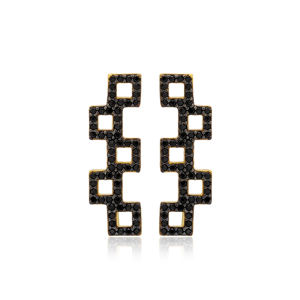 Boucles d'oreilles géométriques en Zircon noir, pour femmes, bijoux, artisanaux, nouveau Design, vente en gros, collection - Product Image 1