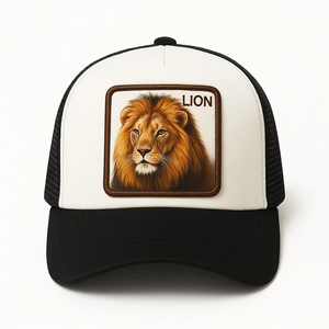 หมวกแก๊ปทรงทรัคเกอร์ 5 แผง ผ้าเดนิมตาข่าย คุณภาพสูง หมวกกีฬาแบบกำหนดเอง ลายปัก 3 มิติ รูปสัตว์ โลโก้ แฟชั่นกลางแจ้ง - Product Image 1