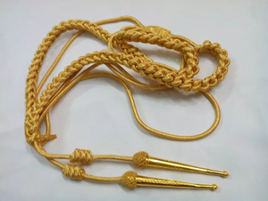 Cordon doré tout fil Aiguillette fait à la main pleine grandeur de haute qualité avec support d'épaule britannique en fil d'or torsadé-finition enduite - Product Image 4
