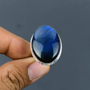 Anillo de bodas Sólido 925 Joyas de plata esterlina Fuego azul natural Labradorita Piedra preciosa Anillo hecho a mano 925 Sello Joyería de plata - Product Image 3