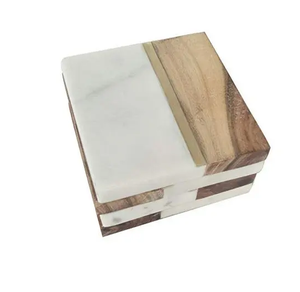 Dessous de verre personnalisé en bois d'acacia et marbre pour mariage pendaison de crémaillère cadeaux de vacances Dessous de verre à café Meilleur prix - Product Image 5