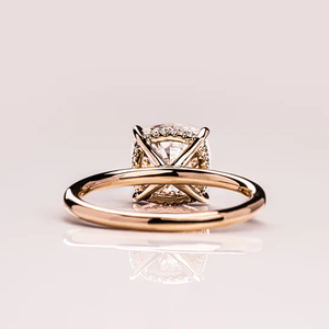 Anillo de compromiso de diamante cultivado en laboratorio con corte de cojín de 1 CT, ajuste de pavé de oro blanco de 14 quilates, estilo clásico para regalo de boda, certificado IGI - Product Image 3