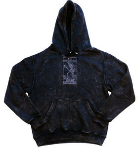 Automne lourd lavé à l'acide en détresse coton éponge à capuche qualité supérieure couleur noire Techniques brodées caractéristiques teintes unies - Product Image 5