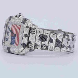 Montre pour homme style Hip Hop, en acier inoxydable, sertie de diamants de laboratoire, nouvelle collection, affichage analogique, verre tendance, montre de marque - Product Image 5