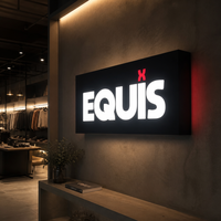 Enseigne publicitaire lumineuse personnalisée en acier inoxydable ultra-épais 4500K DC12V avec face en acrylique filmé pour intérieur, enseignes commerciales avec logo