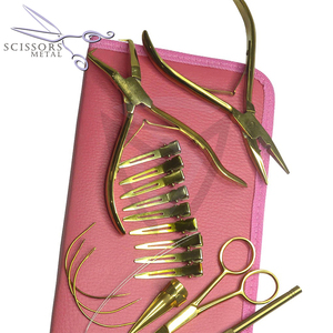 Juego al por mayor de alicates de microeslabones reutilizables Kit de herramientas de extensión de cabello de acero inoxidable dorado de plasma para profesionales - Product Image 3