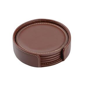 Sous-verre rond en cuir de qualité supérieure prix de gros tapis et coussinets vaisselle de table sous-verre en cuir caractéristique écologique - Product Image 1