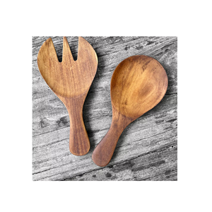 Mains de serveur de salade en bois d'acacia ensemble pour la maison hôtel restaurant mariage événement fournisseur de l'Inde meilleure vente - Product Image 1