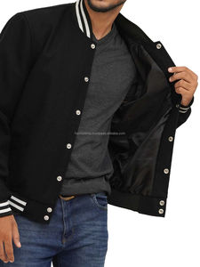 Veste universitaire Letterman en laine noire style baseball pour hommes avec broderie en chenille personnalisée - Product Image 5