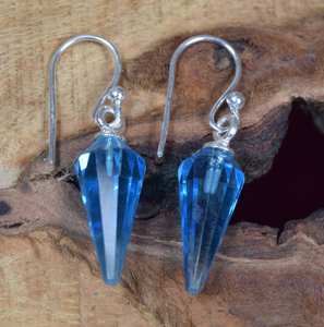 Boucles d'oreilles pendantes en argent sterling avec quartz bleu, faites à la main, pierre précieuse facettée en forme de poire, bijoux en pierre naturelle, cadeau - Product Image 6