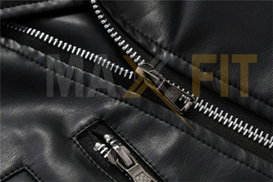 Maxfit Enterprise แจ็กเก็ตนักรรแบบคลาสสิกสำหรับผู้หญิง, หนังเทียม PU ผ้าใบผ้าแคนวาสสำหรับฤดูหนาวฤดูใบไม้ร่วง - Product Image 5