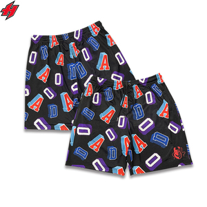 Custom Logo Breathable Polyester Mesh Basketball Shorts Men Black Bottom Trim Contrast Drawstring High Waist Summer Sport - Product Image 6