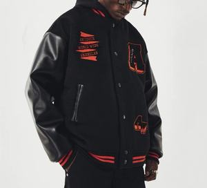 Venta al por mayor logotipo personalizado bordado chaqueta de béisbol deportes suelta BOXY VARSITY CHAQUETA para los hombres - Product Image 3