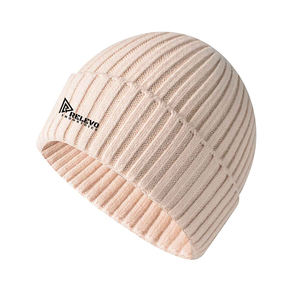 หมวกบีนนี่ไหมพรมอะคริลิคคุณภาพสูงแบบเรียบง่ายสำหรับฤดูหนาว  ปักลายสามมิติ  ปรับแต่งได้  สำหรับผู้ชายและผู้หญิง - Product Image 5