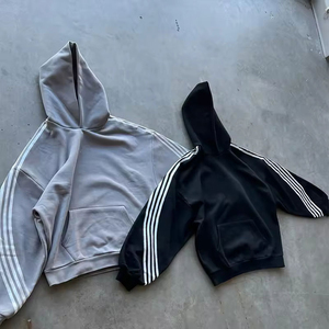 Survêtement Baggy Surdimensionné en Coton Lourd, Survêtements Évasés à Rayures pour Homme, Ensemble Pantalon de Survêtement et Sweat à Capuche pour Homme, Entièrement Personnalisés - Product Image 2