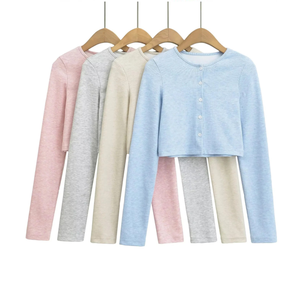 Wholesale Women's V-neck 100% Cotton Sweater Plain Knit Design Customizable Colors Sizes Front/Back Breathable Winter Pullover - Product Image 1