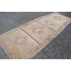Alfombra de 3.9x10.7 pies, Alfombra Turca Vintage, Alfombra de Camuflaje Marrón - Product Image 3
