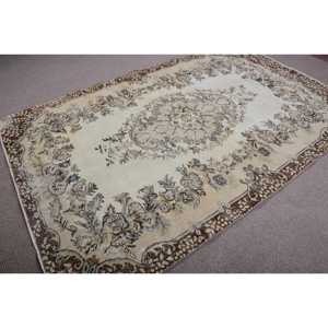 5,8x8,8 ft Rug, Turkish Vintage Large Rug, <b>Brown</b> <b>Wool</b> Rug - Product Image 2