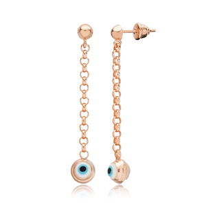 Turkish Eye Design <b>Long</b> <b>Earrings</b> Wholesale Turkish Handmade 925 <b>Silver</b> Sterling for Ladies Jewelry - Product Image 3