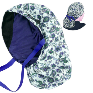 Casquette d'infirmière unisexe en sergé bouffant avec motif floral et bordure violette, pour usage hospitalier, accessoires de fixation sans couture - Product Image 4
