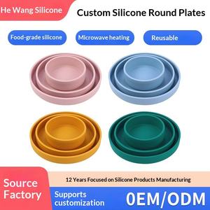 Assiette en silicone personnalisée de qualité alimentaire, ensemble réutilisable, compatible micro-ondes, plat de cuisson, bol pour animaux de compagnie, design minimaliste nordique - Product Image 3